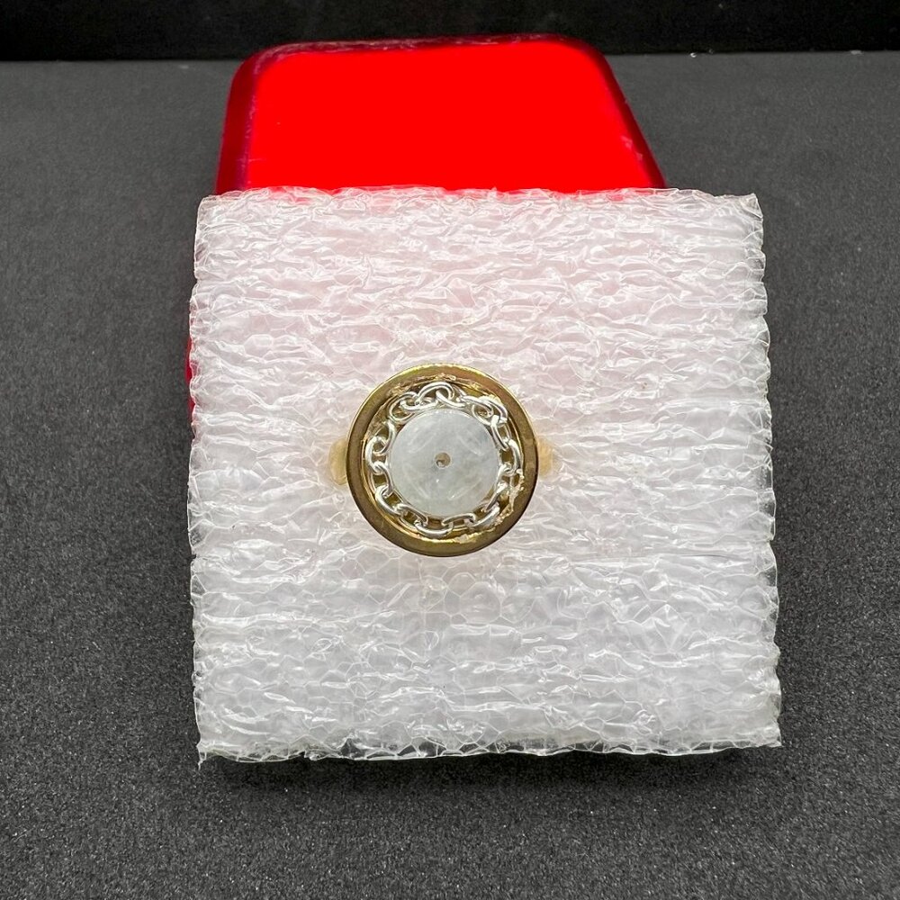 Coin Jade Golden Ring with chain - Size 7.25